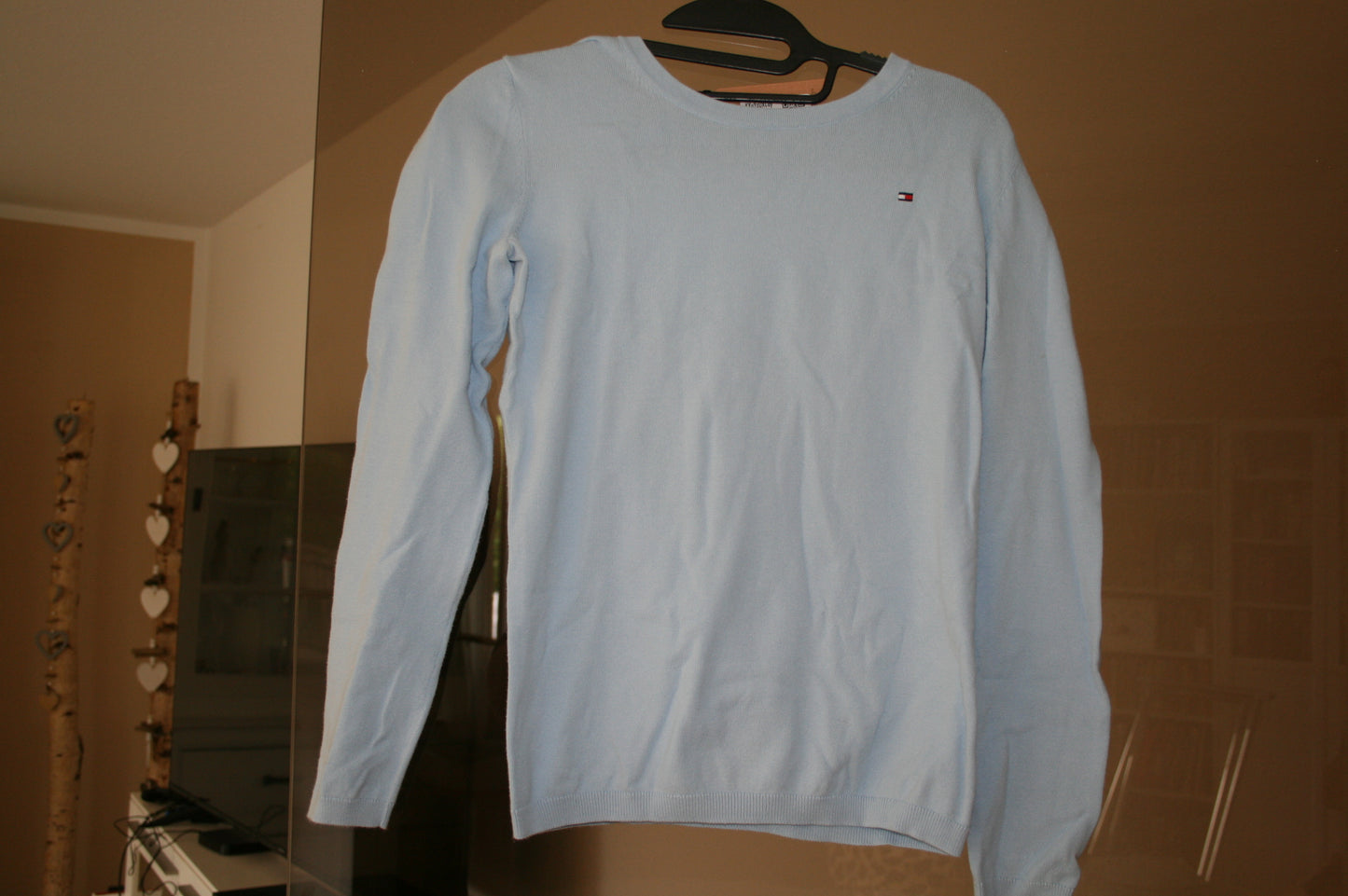 TOMMY HILFIGER Damen Pullover Gr.S Strick Sweatshirt Sweater Hellblau Baumwolle