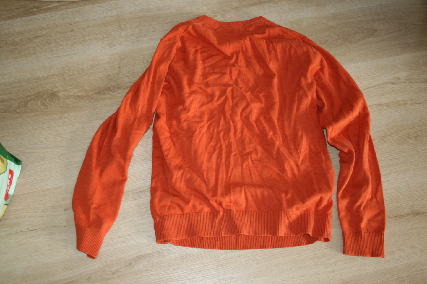 Tommy Hilfiger Herren Baumwolle Kaschmir V-Ausschnitt Orange Pullover Größe M