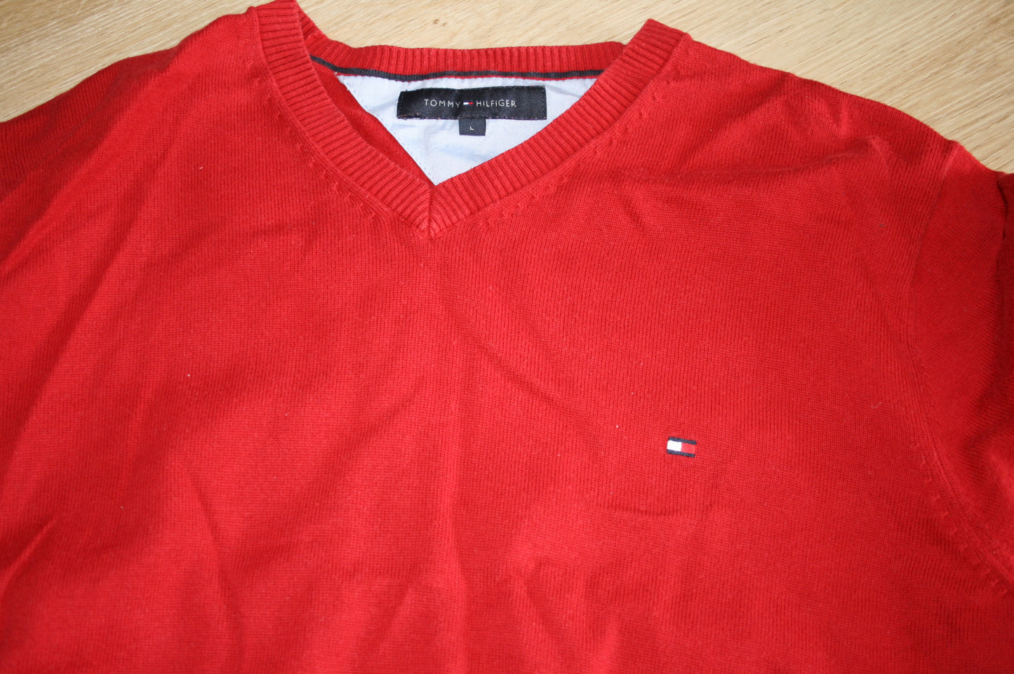 Tommy Hilfiger Pullover L Rot Herren Sweatshirt Feinstrick