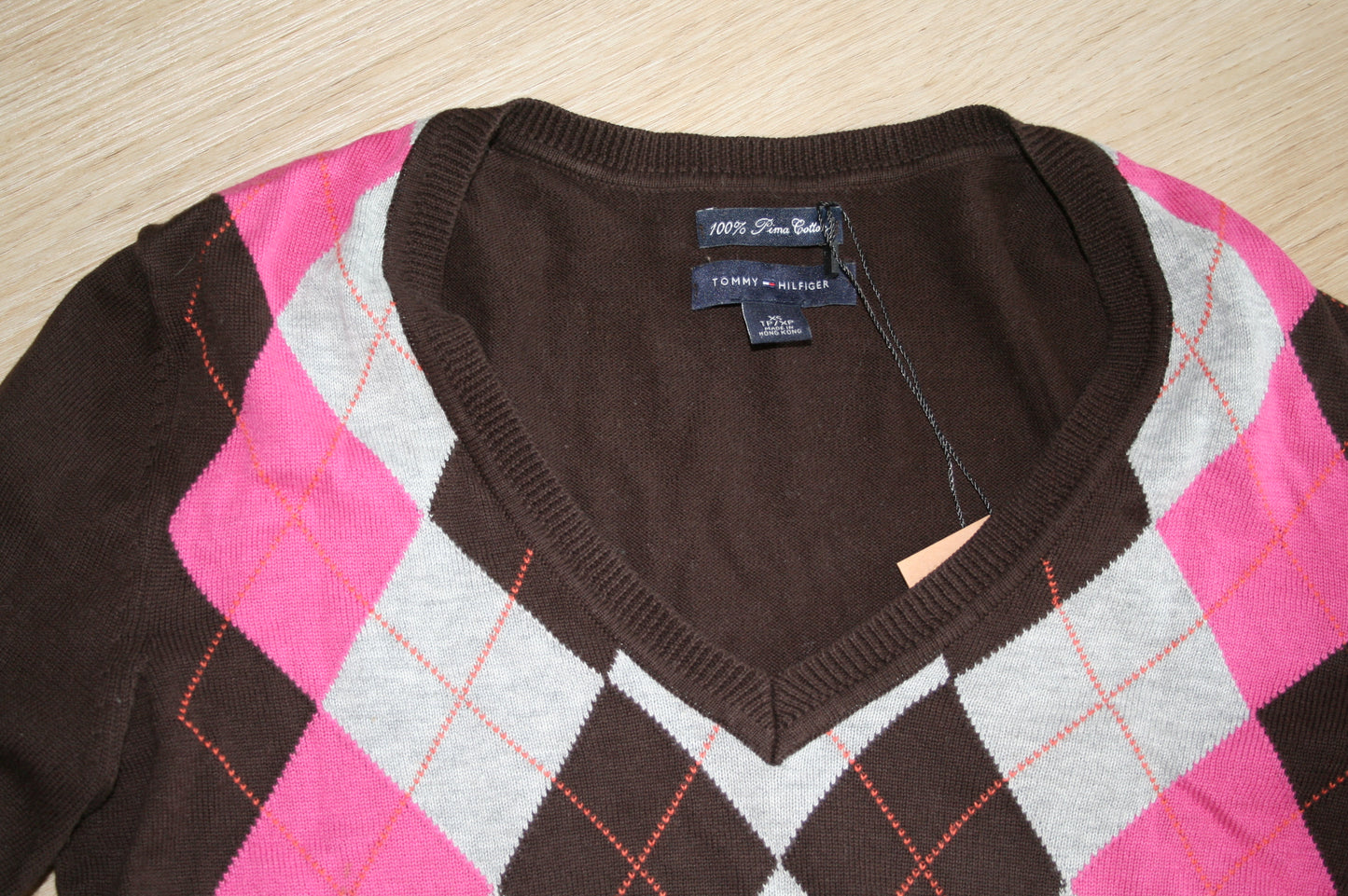 TOMMY HILFIGER Damen Pullover Gr.XS Strick Sweatshirt Chevron Baumwolle
