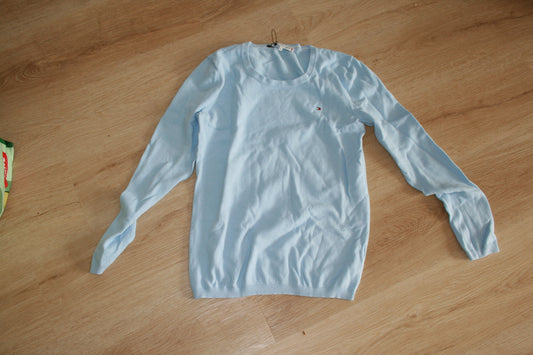 TOMMY HILFIGER Damen Pullover Gr.S Strick Sweatshirt Sweater Hellblau Baumwolle