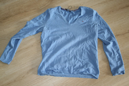 TOMMY HILFIGER Damen Pullover Gr.XS Strick Sweatshirt Sweater Blau Baumwolle