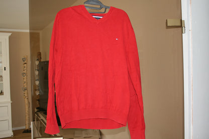 Tommy Hilfiger Pullover L Rot Herren Sweatshirt Feinstrick