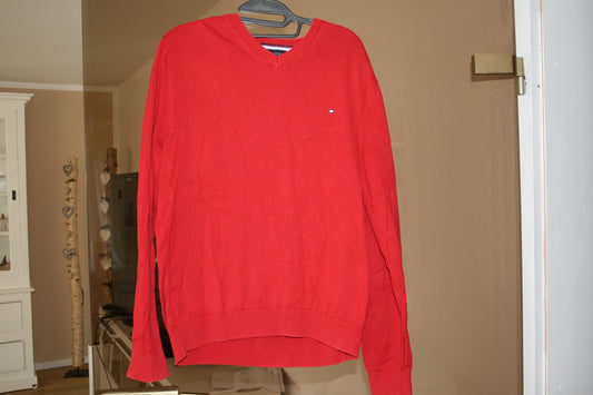 Tommy Hilfiger Pullover L Rot Herren Sweatshirt Feinstrick