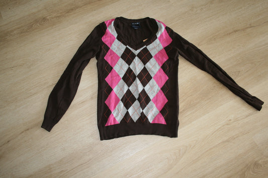 TOMMY HILFIGER Damen Pullover Gr.XS Strick Sweatshirt Chevron Baumwolle