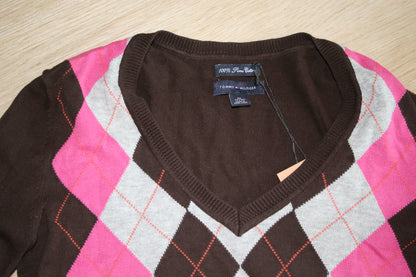 TOMMY HILFIGER Damen Pullover Gr.XS Strick Sweatshirt Chevron Baumwolle